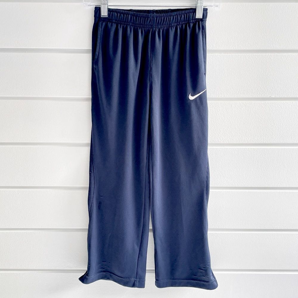 Nike Boys Lightweight Navy Track Pants Joggers Ankle Zip Sweatpants Size Small